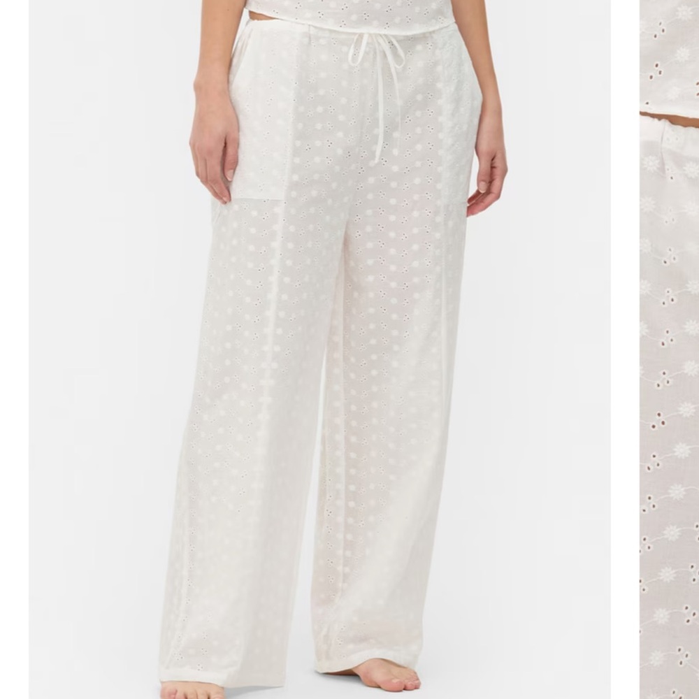 NWOT White Eyelet bathing suit coverup cotton pant